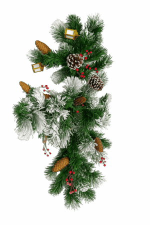 guirnalda nevado verde con piñas y berrys / faroles dorados ref. tt2319 200